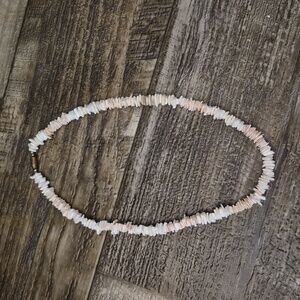 Vintage Puka Shell Necklace With Barrel Clasp Cream And Pink
